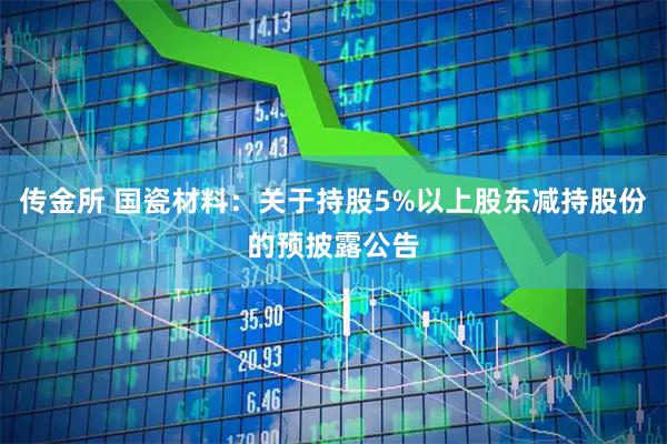 传金所 国瓷材料：关于持股5%以上股东减持股份的预披露公告
